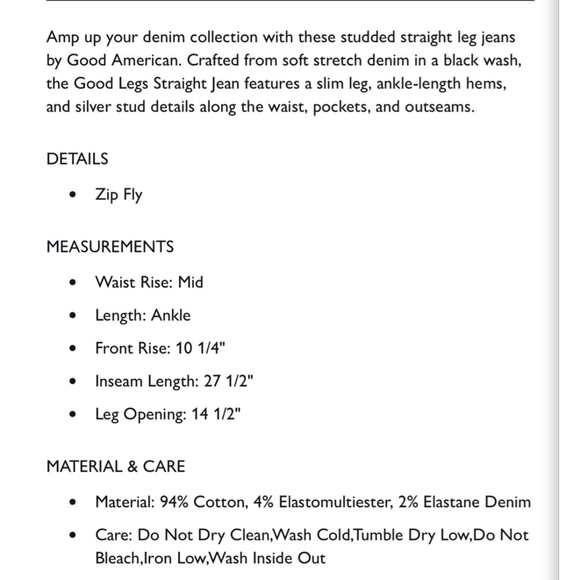 Women's GOOD AMERICAN Black Studded Straight Leg Jeans Size 2 - Picture 9 of 9